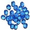 25 12mm Four-Sided Flat Round Light Sapphire Glass Beads